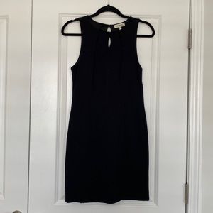 Monteau black sleeveless dress with eyelet neckline